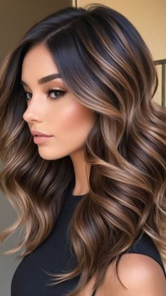 #haircolor #hairstyle #hairideas #hair #Ombrégreyhair #colorfullhairs Brown Hair For Dark Skin, Balayage Brown Hair, Brown Hair Highlights, Dark Brown Balayage, Balayage Brown, Highlights For Dark Brown Hair, Balayage Ideas, Rambut Brunette, Brown Hair Looks