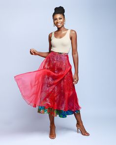 The whimsical tea length organza Layered skirt is anything from fairytale to cocktail. Feel absolutely feminine with a flow that flatters. Underneath organza is a multi colorful batik pattern skirt. Multicolor Silk Party Skirt, Summer Full Organza Skirt, Flowy Organza Lined Skirt, Multicolor Silk Flowy Skirt, Multicolor Flowy Silk Skirt, Multicolor Silk Skirt, Pattern Skirt, Batik Pattern, Womens Skirts