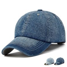 Solid Blue Jean Plain Denim Dad Baseball Ball Hat Cap Curved Bill Adjustable Medium Wash Denim Baseball Cap With Curved Brim, Denim Baseball Cap For Summer, Denim Blue Curved Brim Baseball Cap, Medium Wash Denim Hat With Curved Brim, Summer Denim Snapback Baseball Cap, Summer Denim Blue Baseball Cap, Outdoor Denim Blue Hat, Denim Dad Hat With Curved Brim, Adjustable Blue Denim Trucker Hat