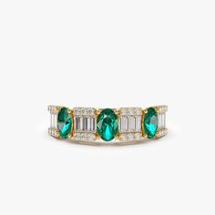 Emerald Anniversary, Baguette Wedding Band, Emerald Band, Emerald Style, Round Diamond Ring, Diamond Anniversary Rings, Shine Bright Like A Diamond, Round Diamond Engagement Rings, Anniversary Bands