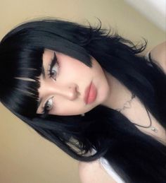 Long Alt Hair, Alt Haircuts Long, Romantic Goth Hairstyles, Haircut Inspired, Hairstyle Black Hair, Egirl Hair, Character Themes