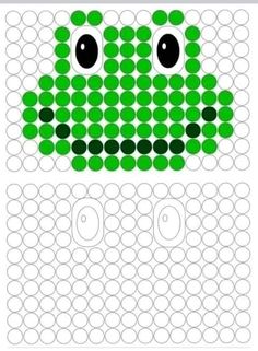 a green frog face made out of circles