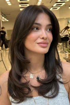 Platinový Blond, Brown Layered Hair, Face Framing Hair, Brunette Hair Cuts, Long Layered Haircuts