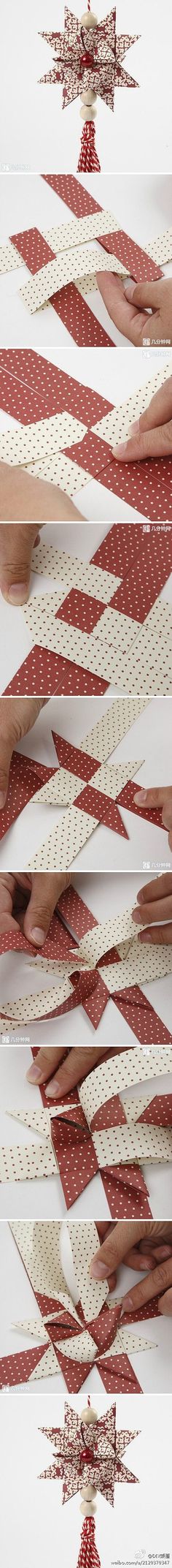 several strips of red and white fabric hanging from the ceiling