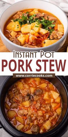 instant pot pork stew in a slow cooker