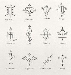 zodiac symbols are shown in black and white