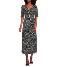 Preston & York Sydney Antelope Print Knit V-Neck Short Sleeve Tie Waist Midi Dress | Dillard's Over 60 Fashion Dresses, Antelope Print, Dillards Dresses, Polished Casual, 60 Fashion, Dresses Xxl, Women Lifestyle, Knee Length Dresses, Get Dressed