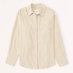 Brand New With Tags Bnwt Abercrombie And Fitch Corduroy Button-Down Shirt Oversized Fit Size: Xxs Color: Tan Open To Offers! :) Cream Button Up, Tan Button Up, Cream Button Up Shirt Outfits, Cream Dress Shirt, Long Shirt Men, Cream Shirt Dress, Corduroy Shirt Jacket, Mens Shirts Online, Birthday Inspo