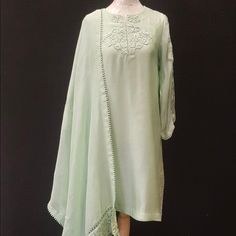 Elegant Sage Green Pakistani Suit Perfect For Any Occasion! It Has Only Been Worn Once. This Suit Is In An Xs Size. This Comes With The Top As Well As The Dupatta. Elegant Pista Green Palazzo Set With Traditional Drape, Elegant Green Palazzo Set With Traditional Drape, Elegant Spring Anarkali Set With Traditional Drape, Fitted Palazzo Set With Traditional Drape For Spring, Silk Palazzo Set For Summer Wedding, Elegant Pista Green Palazzo Set With Sheer Dupatta, Elegant Traditional Sharara For Spring, Formal Pista Green Sets With Chikankari Embroidery, Fitted Green Sets With Naqshi