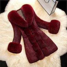 Winter Faux Fur Coat, Female Fox, Womens Faux Fur Coat, Rabbit Fur Coat, Winter Fur Coats, Fur Collar Jacket, Fur Collar Coat, Fur Coats Women, Teddy Coat