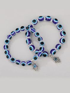 2 Bracelets for the price of 1 Size Diameter one-size 5.5 Stretch Evil Eye Jewelry Bracelet, Charm Ideas, Girly Bracelets, Charm Beaded Bracelet, Eye Detail, Latest Bracelets, Blue Beaded Bracelets, Eye Details, Jewelry Accessories Ideas