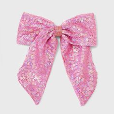 The Girls' Sequin Bow Barrette from Cat & Jack™ in charming pink lends sparkle to any outfit. With an easy-to-use design, the barrette effortlessly secures hair in place. Whether she's dressing up for a party or simply adding flair to her everyday look, this girls’ sequin bow barrette from Cat & Jack™ adds a pop of shimmer. Cat & Jack™: Classics with an imagination of their own Kids Pink Hair, Fancy Hair Bows, Bow Barrette, Pink Hair Bows, Hair Accessories Set, Baby Birthday Cakes, Sequin Bow, Glitter Bow, Lace Bows