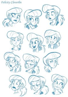 some sketches of different facial expressions for the character from disney's animated movie, poca