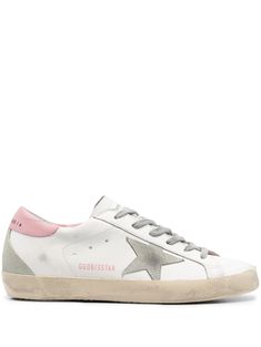 A timeless icon yet one that’s constantly evolving. At Golden, we love taking our classics and reworking them all the time, always from a new angle. These Super-Star with a white leather upper feature a grey star, pink leather heel tab and dove-gray suede inserts, such as the tongue and the insert on the back. Highlightswhite/grey/light pinkcalf leathersuede panelsdistressed effectsignature star patch to the sideslogo-print tonguefront lace-up fasteninglogo letteringbranded insoleflat rubber sole Designer Style ID: GWF00102F00256910914Colour:  10914 Golden Goose Deluxe Brand, Grey Light, Leather Cap, Super Star, Boot Pumps, Pink Heels, Low Top Sneakers, Distressed Leather, Golden Goose