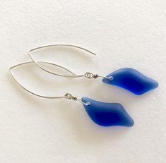 Blue Sea Glass Earrings, Royal Blue, Peacock Blue, Light Sapphire Blue Cultured Sea Glass, Sea Glass Blue Teardrop Sea Glass Earrings, Blue Glass Wire Wrapped Earrings, Blue Wire Wrapped Glass Earrings, Elegant Blue Sea Glass Jewelry, Blue Wire-wrapped Glass Earrings, Chip Bead Jewelry, Wave Beach, Black Cat Earrings, Blue Peacock