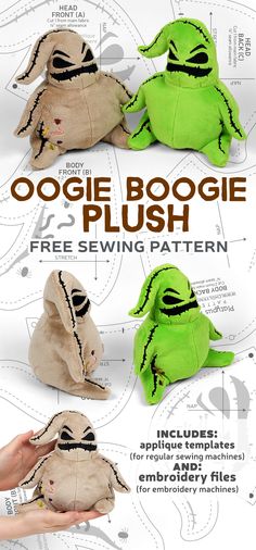 the instructions for how to make a stuffed toy with googie boogie plushies