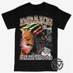 Drake Tee Shirt Rap Hip hop Concert Tour For All The Dogs Graphic Merch Drake Shirt Outfit, Black Hip Hop T-shirt For Concert, Black Hip Hop Fan Merchandise Shirt, Black Hip Hop Shirt For Fan Merchandise, Black Hip Hop Shirt For Fans, Black Fan Apparel T-shirt For Concert, Black Concert Fan Apparel T-shirt, Hip Hop Black T-shirt For Concerts, Drake Graphic Tee