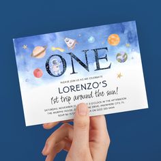 Cute Watercolor Outer Space Boy 1st Birthday Invitation Outer Space Watercolor, 1st Trip Around The Sun, Space Watercolor, Space Boy, Watercolor Cute, 1st Birthday Invitation, Cute Watercolor, 1st Birthday Invitations, 1st Boy Birthday