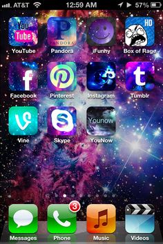 the home screen of an iphone with various icons and symbols on it, as well as other