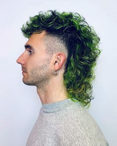 Perm Mullet, Trend Haircut, Loose Perm, Neon Hair Color, Fade Haircut Curly Hair, Surfer Hair, Neon Hair