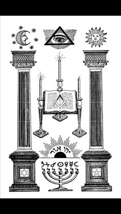 an image of the masonic symbols in black and white