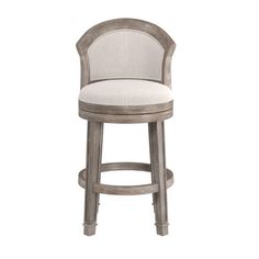 an upholstered bar stool with a white fabric seat and backrest, against a white background