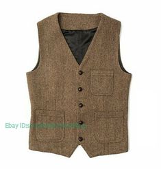 Winter Tweed Vest With Pockets, Wool Vest With Pockets For Work, Tweed Vest For Workwear In Fall, Wool Vest With Button Closure For Workwear, Fall Denim Vest With Button Closure, Tailored Casual Vest For Fall, Fall Wool Vest With Pockets, Fall Tweed Vest With Pockets, Tailored Single Breasted Vest For Winter