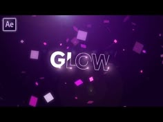 the word glow is surrounded by purple and white cubes in front of a black background