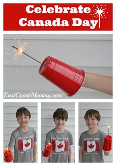 the canadian flag is being used as a fire extinguisher for canada day