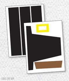 two black and white pictures with yellow light on them, one is in the shape of a rectangle