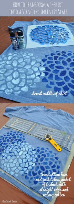 how to transform t - shirt into stenciled linoleum art with scissors