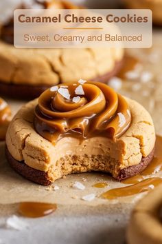 caramel cheese cookies with peanut butter on top