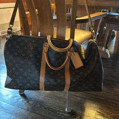 An Awesome Travel Bag! Complete With Shoulder Strap And Double Handles ! In Very Good Condition! Only Flaw Is Water Stains On Leather! Louis Did Not Treat Their Leather So If You Ran Through The Rain The Leather Is Stained! Louis Vuitton Luggage, Louis Vuitton Keepall, Water Stains, Travel Bag, Louis Vuitton Bag, Shoulder Strap, Bag Lady, Louis Vuitton, Handbags