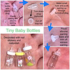 instructions on how to use tiny baby bottles in the process of being used by babies