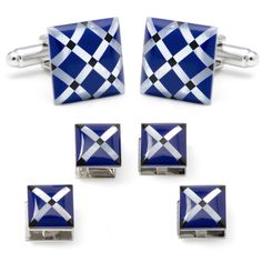 Mother of Pearl Diamond Stud Set Image 1 Onyx Cufflinks, Argyle Pattern, Stud Set, The Expert, Pearl Diamond, Diamond Stud, Metal Base, Blue Stone, Stone Settings