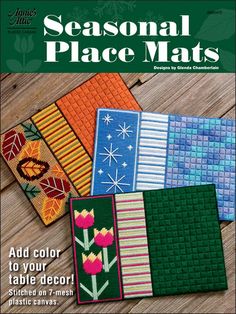 the cover of seasonal place mats, with four different designs on each side and one in green