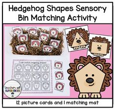 hedgehog shapes and matching activity for kids