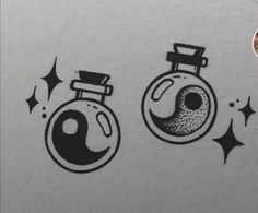 an image of two decals on the side of a wall with stars and moon