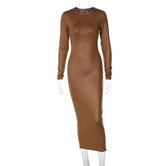 Features: Be elegant and eye-catching with this sophisticated Jill Full Sleeve Bodycon Midi Dress. This full sleeve design includes an O-neck and a stylish, slim split that gives a sultry look. It's the perfect dress for formal or dressy occasions. Stretch Long Sleeve Long Dress For Party, Stretch Full-length Long Sleeve Party Dress, Chic Long Sleeve Bodycon Dress For Dinner, Elegant Long Sleeve Midi Dress For Club, Fitted Long Sleeve Bodycon Dress With Side Slits, Chic Long Fitted Bodycon Dress, Long Sleeve Bodycon Dress With Side Slits For Evening, Chic Long Bodycon Dress For Night Out, Chic Long Bodycon Dress