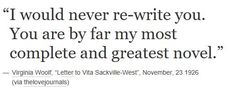 a quote from virginia wolter about writing the novel i would never write you