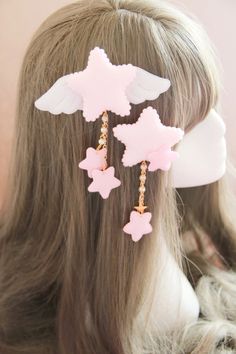 Fairy Kei 2 Pcs kawaii hair clip - Star Tassels Cute Lolita Hair Clip Fairy Kei Fashion, Kawaii Hair Clips, Cute Hair Clip, Kawaii Hairstyles, Star Hair, Kawaii Accessories, Cute Hair, Cute Stars, Sweet Style