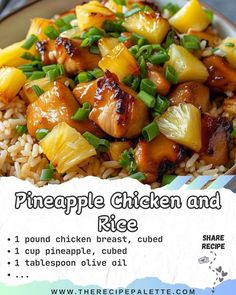 pineapple chicken and rice recipe on a plate