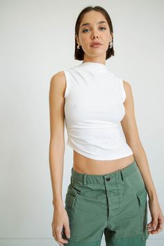 SELMA TANK TOP OFF-WHITE – The Line by K The Line By K, Line By K, Slip Skirts, Tank Design, Rust Dress, Fancy Outfits, Asymmetrical Hem, White Tank Top, White Tank