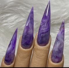 Nail Ideas For Couples, Amethyst Nails, Purple Stiletto Nails, Purple Marble Nails, Matte Purple Nails, Stilleto Nails Designs, Purple Ombre Nails, Prince Purple, Purple Nail Art