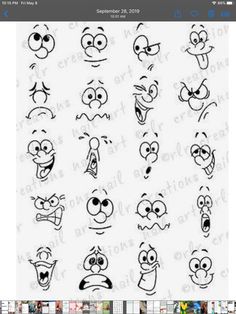 cartoon faces with different expressions drawn on them