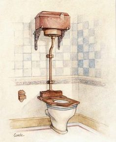 a drawing of a toilet in a bathroom