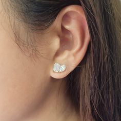 This beautiful pair of Moissanite earring studs features two 5*7mm/ 0.8 carat pear Moissanite and two 5*7/ 1 carat emerald Moissanite side by side. Total weight of Moissanite 3.6 carat. The Toi Et Moi design was famous since 1796 and it is most trendy design right now. The colorless Moissanite make these earrings dazzling and bright. You can choose the material of 14k solid yellow gold or 14k solid white gold. The texture of gold feels more standing out, and the white gold is more casual daily l Pear Shape Earrings Studs, Moissanite Stud Earrings, Pear Emerald Earrings, Pear Diamond Earrings, Wedding Jewelry For Bride, Pear Earrings, Diamond Earrings Design, Luxe Jewelry, Solitaire Studs