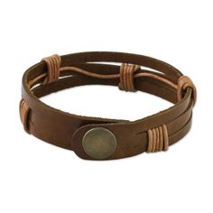 Market Ideas, Brown Jewelry, Leather Wristbands, Light Brown Leather, Wristband Bracelet, Mens Jewelry Necklace, Brass Bracelet, Mens Leather Bracelet, Leather Cuffs Bracelet