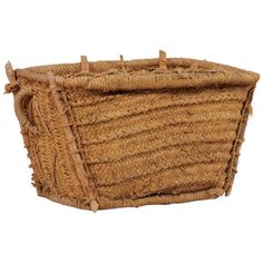 a woven basket is shown on a white background