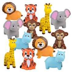 a bunch of toys that are in the shape of animals